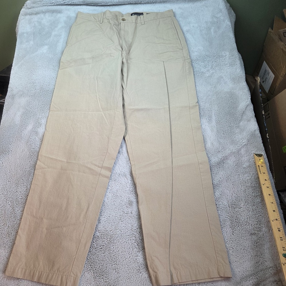 Eddie Bauer Chino Pants Mens 36/32 Relaxed Fit Flat Front Cotton Trousers Tan